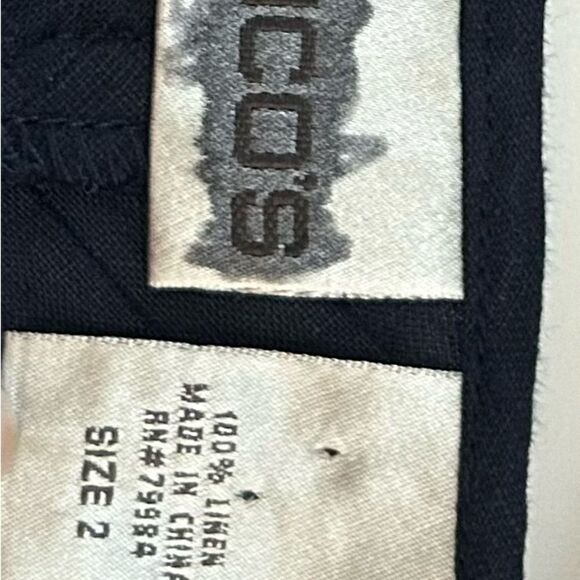 Chicos Navy Blue V-Neck 100% Linen Textured Top Size Large - Picture 5 of 9